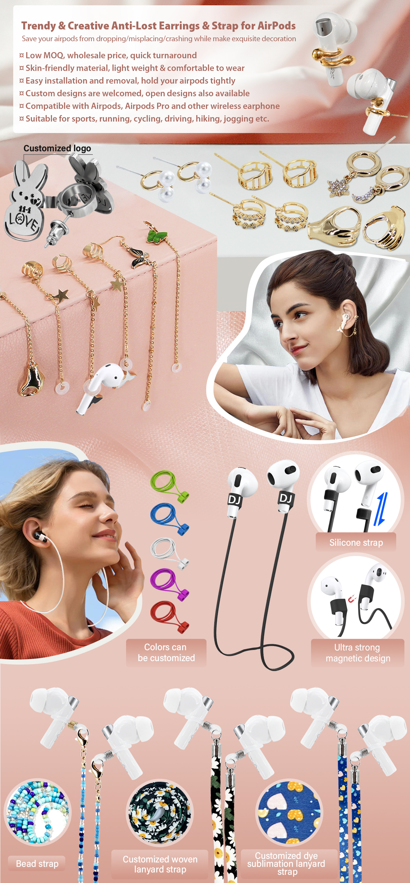 Trendy & Creative Anti-Lost Earrings & Strap for AirPods